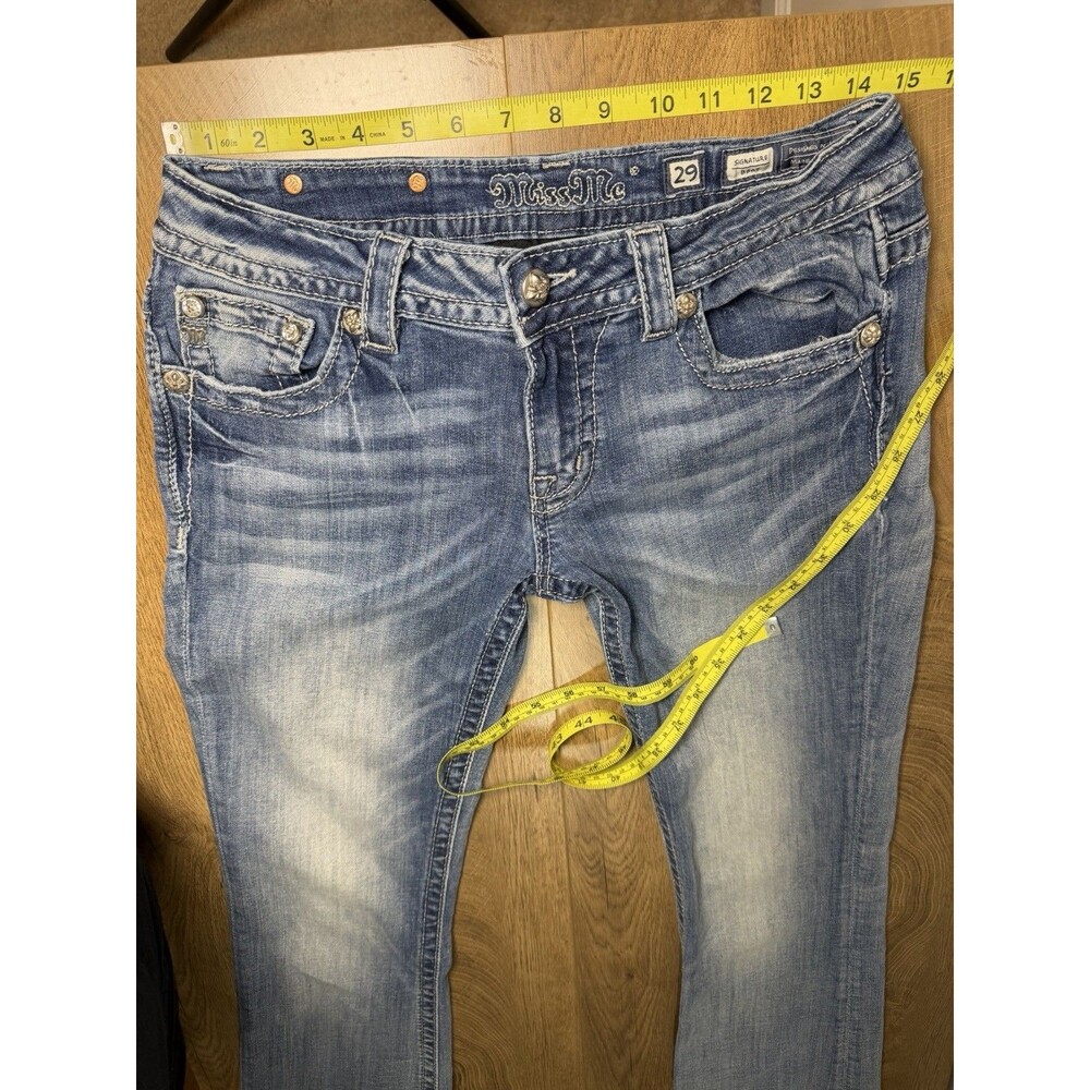 Miss Me Signature Embellished Bootcut Low Rise Jeans Size 29 (Hem Shortened) - Picture 12 of 16